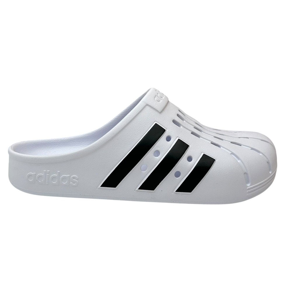 Adidas Adilette Womens Slip on Clog Sz 8 White-Black Lightweight Water Friendly - Picture 2 of 12